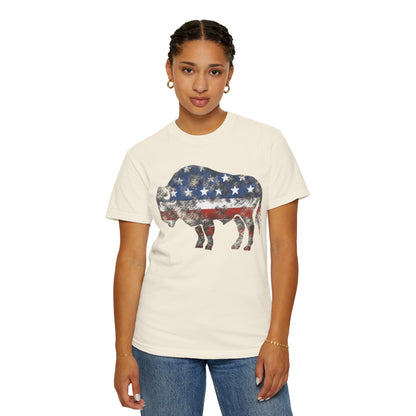 Distressed Graphic American Buffalo T-Shirt, Patriotic Tee, Unisex Graphic Shirt, 4th of July, Red White and Blue, Fourth of July,  Different colors