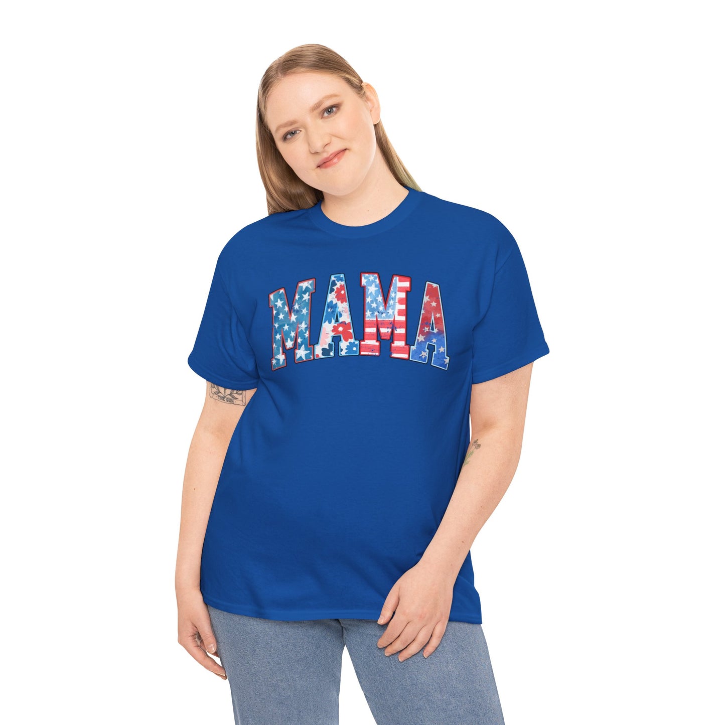 New Patriotic Mama Tee, 4th of July Cotton Shirt,  4th of July, Independence Day Outfit, Casual Summer Wear, Family Reunion
