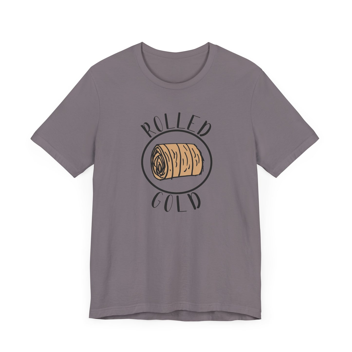Hay Season Is Here.... Rolled Gold Tee - Fun  Jersey Tee for Farm Wives, Casual Wear, Tractors, Farm Mama, Cattle Feeding, Round Bales, Cattle, Cow