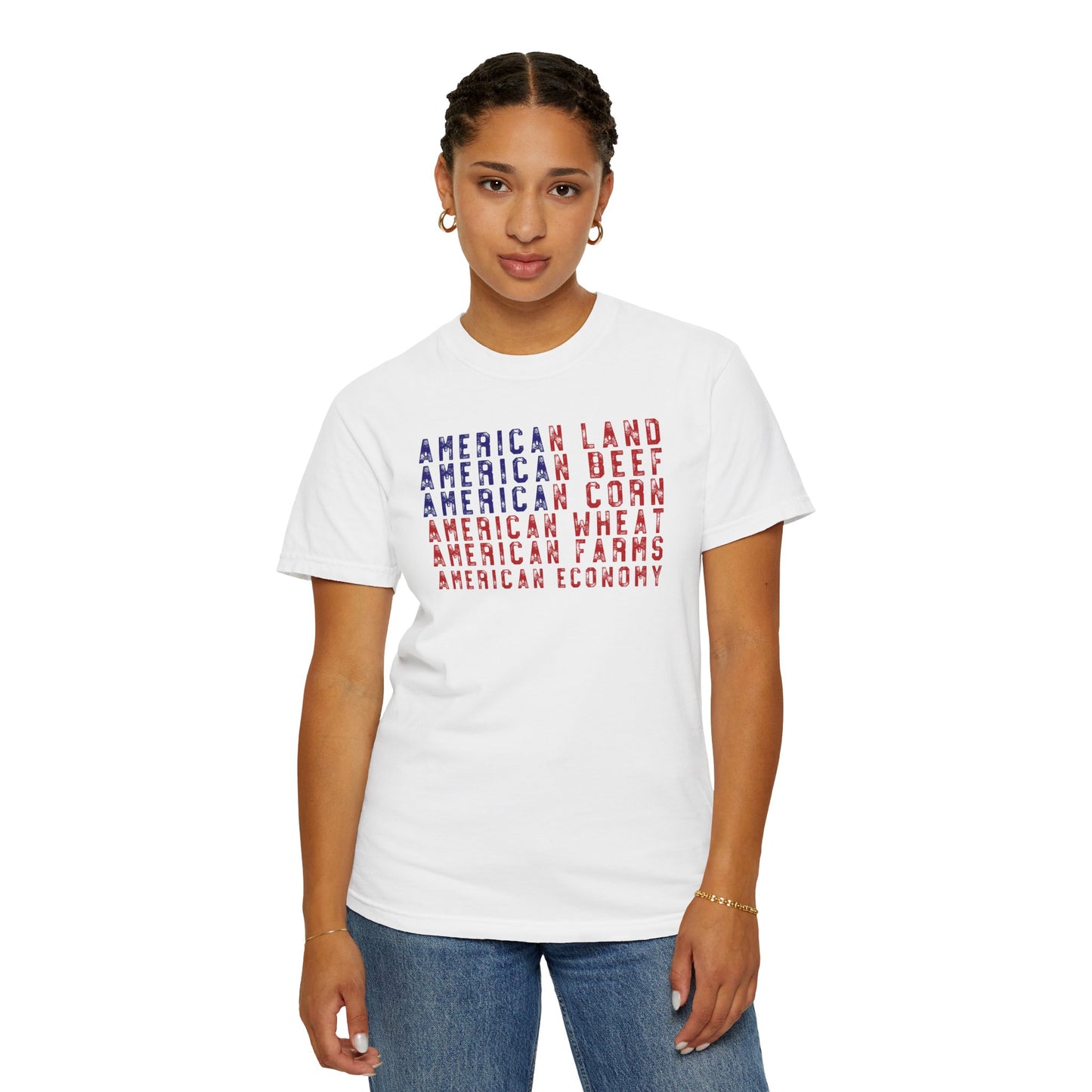 Vintage American Beef Corn Land  Wheat Farms Pride T-shirt - Land, Beef, Corn Wheat Crops USA America Patriotic  Design