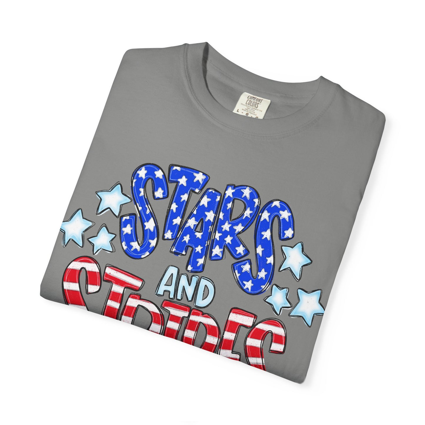 America The Beautiful Stars and Stripes Garment-Dyed Unisex T-Shirt, 4th of July Tee, Fourth of July Top, Patriotic Tshirt, Red White and Blue