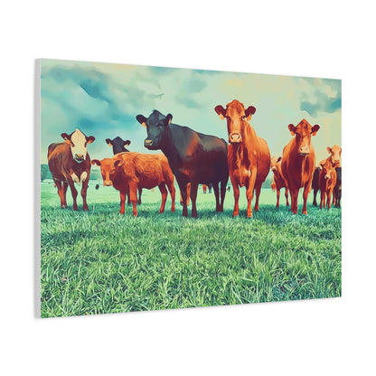 Original Farm Angus Black And Red Farm Rustic Farmhouse Canvas Art Print, Cow Wall Decor, Country Home Decor,Farmhouse Wall Art